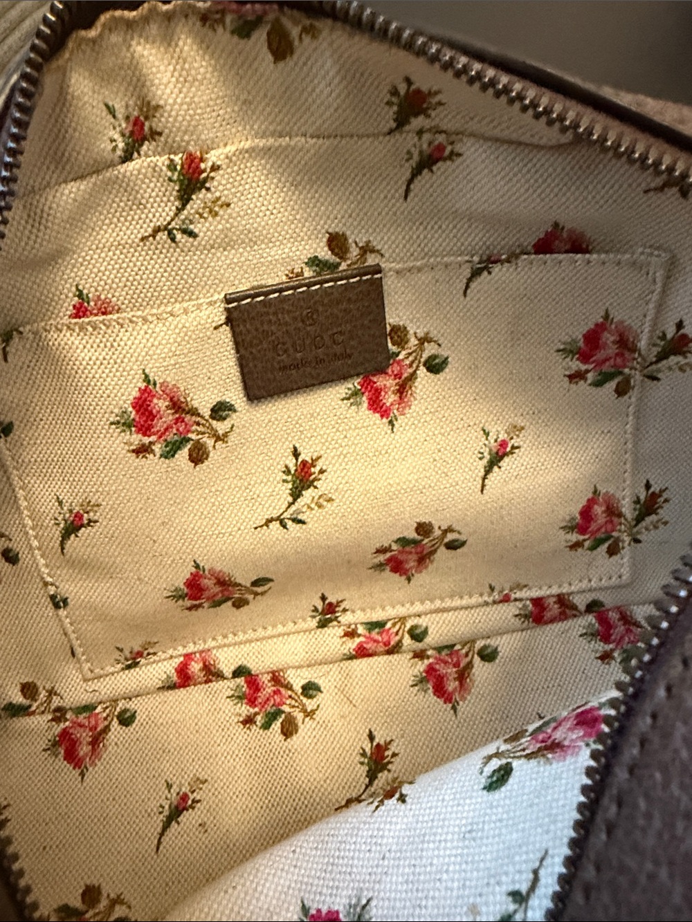 Gucci Beige GG Supreme Canvas Crossbody with Brown Trim and Signature Web Strap - Picture 6 of 7